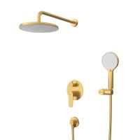 Душевой комплект встраиваемый смеситель, верхний душ, ручной душ со шлангом, штуцер с держателем STYLUS-DSET-BORO брашированное золото   Cezares