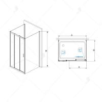 Душевой уголок RGW PA-73 (PA-13 + Z-050-2) прямоугольный  150* 90*195 060873159-011 профиль Хром стекло Прозрачное 5 мм RGW