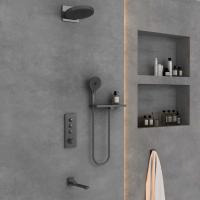 Душевой комплект термостатический встраиваемый, с поворотным изливом, трехрежимный  цвет вороненая сталь VSFW-433TI1RGM VINCEA