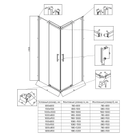 Душевой угол раздвижной прямоугольный RV50B-11080-01-C8 1100x800x1950 Цвет профиля Чёрный матовый Стекло Прозрачное Veconi