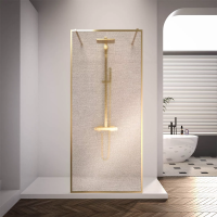 Душевая перегородка 1000x2000 KR90GL-100-10-C4 цвет профиля Брашированное золото стекло Ламинирован-ное золото Veconi
