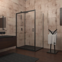 Душевой угол раздвижной прямоугольный RV046B-13070-01-C5 1300х700х1950 Цвет профиля Чёрный  Стекло Прозрачное Veconi