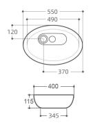 Раковина керамическая накладная AM3570-C  550x400x115 ART&MAX